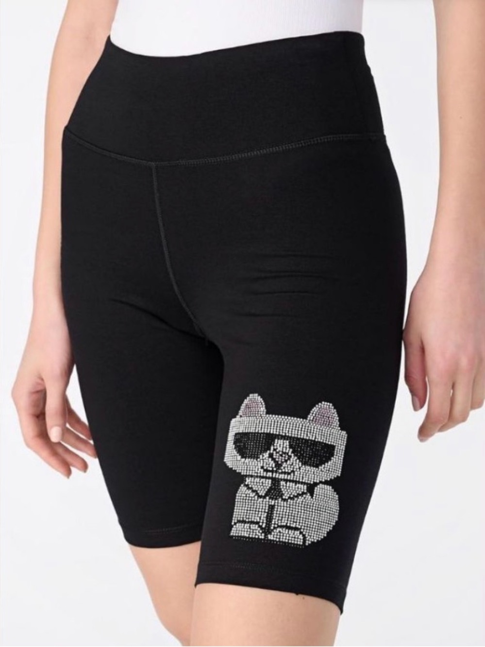 Karl Lagerfeld Women's Black Sparkle Choupette Biker Shorts